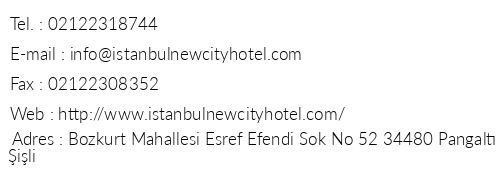 stanbul New City Hotel telefon numaralar, faks, e-mail, posta adresi ve iletiim bilgileri